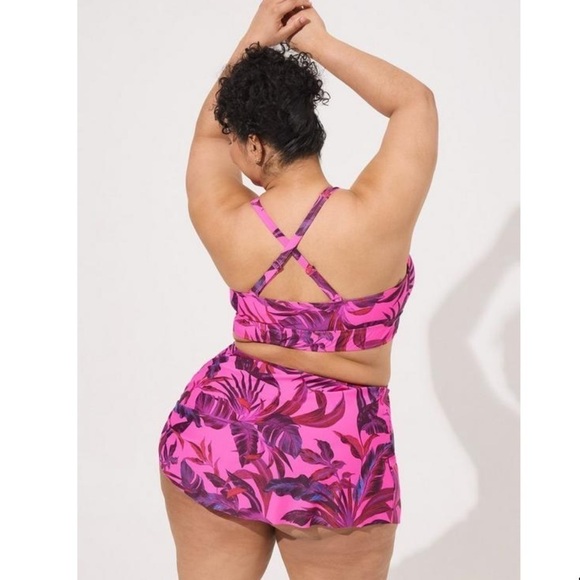 TORRID 4 swimsuit 2 piece pink tropical - Picture 4 of 13